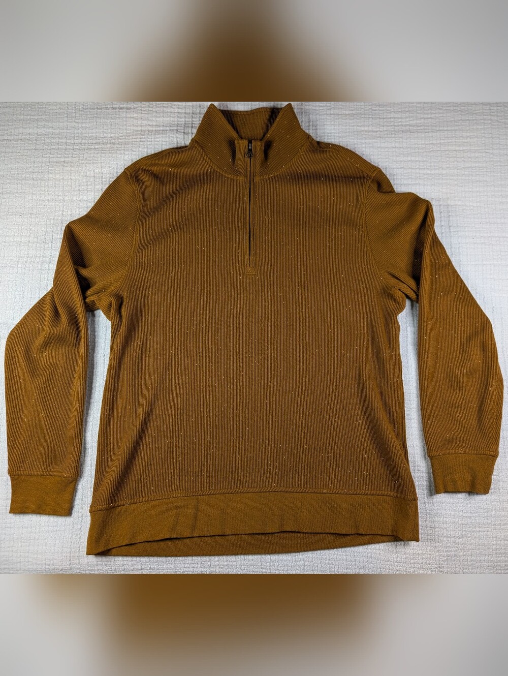 Men's Billy Reid Quarter-Zip Sweater Pullover in Brown Speckle
